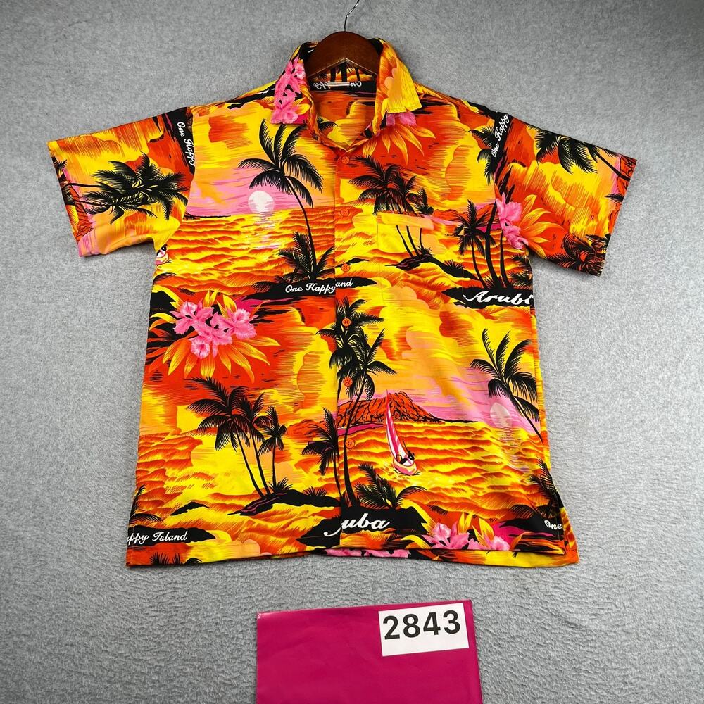 Rima Aruba Tropical Print Shirt Beach Casual Button Up Short Sleeve Mens M